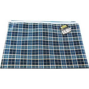 BLUE TARTAN POLYESTER PENCIL CASE Reinforced ends 1 Zip 37.5 x 26cm