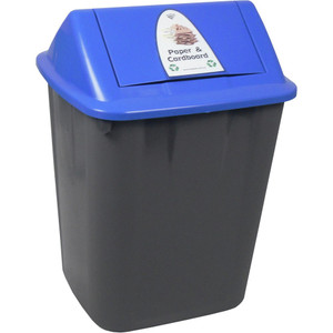 ITALPLAST 32 Litre Waste Separation Bin (Paper & Cardboard) - Recycled Black Base / Blue Lid, Each