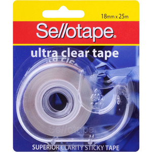 SELLOTAPE ULTRA CLEAR TAPE 18mmx25m With Dispenser Clear