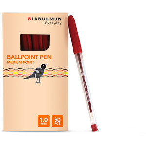 BIBBULMUN BALLPOINT PEN MEDIUM Red Pack of 50