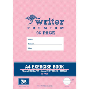 WRITER PREMIUM EXERCISE BOOK A4 96 Page - Pink Paper