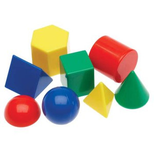 MINI GEOMETRIC SOLIDS 40PC SET INCLUDES 10 X 25MM SHAPES IN 4 COLOURS