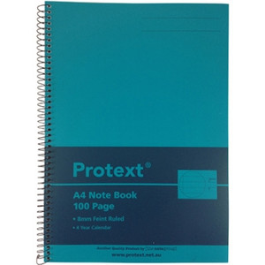 PROTEXT A4 PP WIRE BOUND SPIRAL NOTEBOOK 100 Page, Aqua