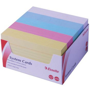 ESSELTE RULED SYSTEM CARDS 127x76mm 5x3 Assort Pk500