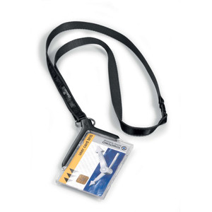 DURABLE ID CARD HOLDER ACRYLIC DELUXE WITH NECKLACE RETAIL PACK