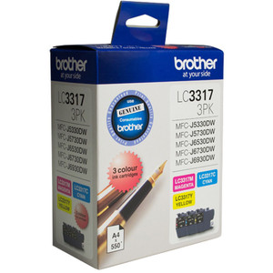 BROTHER LC3317XL INKJET CART COLOUR VALUE PACK 550 PAGES EACH Suits Brother MFC J5330DW / J5730DW / J6530DW / J6730DW / J6930DW