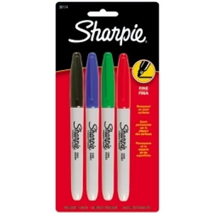 SHARPIE PERMANENT MARKERS FINE TIP Pack of 4 Assorted