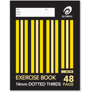 OLYMPIC DOTTED THIRDS EXERCISE BOOK D2144 225mm x 175mm, 48 Pages, 14mm Dotted Thirds