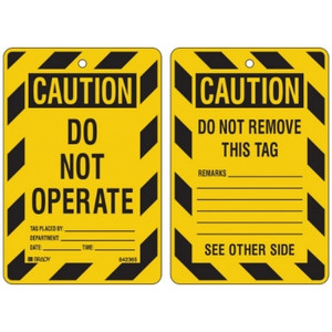ECONOMY SAFETY TAGS Caution Do Not Operate, Pk100