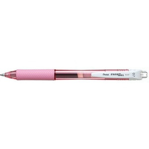 Pentel BL107 Energel X Liquid Gel Pen Retractable Fine 0.7mm Pink Barrel, Black Ink, Box of 12