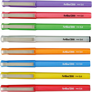 ARTLINE 200 BRIGHT FINELINER PEN 0.4MM WALLET 8 ASSORTED