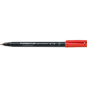 STAEDTLER 318 LUMOCOLOR PENS Perm Fine 0.6mm Red Bx10