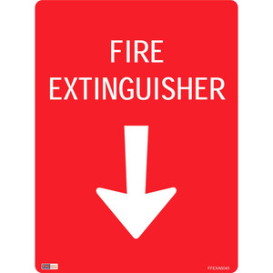 SAFETY SIGNAGE - FIRE Fire Extinguisher W/ Arrow 450mmx600mm Polypropylene