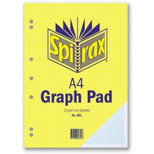 SPIRAX 801 GRAPH PAD 1mm A4 25 LEAF