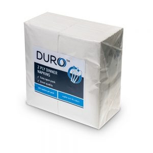 DURO 2 PLY DINNER NAPKINS WHITE GT Ctn1000