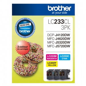 BROTHER LC-233 ORIGINAL VALUE PACK C/M/Y 550PG EACH Suits Brother DCP J4120DW / MFC J4620DW / MFC J5320DW / MFC J5720DW