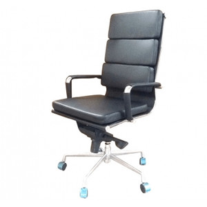 FOI MERCURY PADDED OFFICE CHAIR High Back Synthetic Leather with Extra Padding, Black