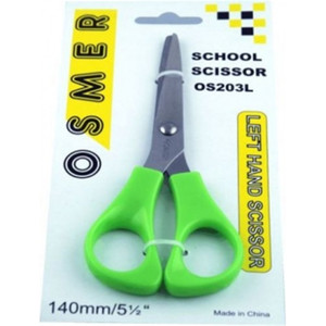 OSMER LEFT HANDED SCISSORS Green Handle 140mm