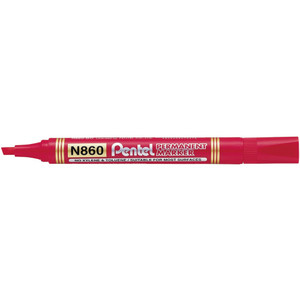 PENTEL PERMANENT MARKERS N860 Red 3.9-5.5mm chisel point Bx12