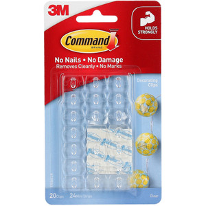 COMMAND CLEAR DECORATOR CLIP 20 Clips 24 Mini Strips (17026CLR)