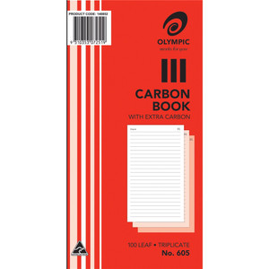 OLYMPIC RULED CARBON BOOKS 605 Triplicate 200x125mm