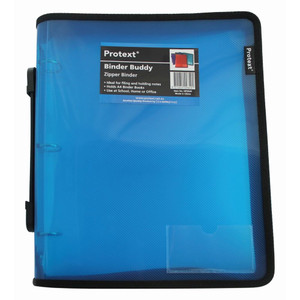 BINDER BUDDY WITH ZIPPER 25MM 3 RING WITH HANDLE - BLUE