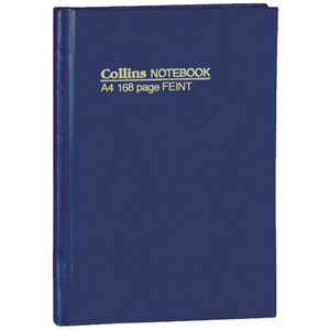 COLLINS HARD COVER NOTEBOOKS A4 Short-Feint 168Pg - Navy