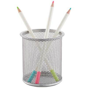 ITALPLAST WIRE MESH PEN / PENCIL CUP SILVER