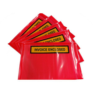 STYLUS PACKAGING ENVELOPE INVOICE ENCLOSED RED BACK 165 X 115MM PACK 1000
