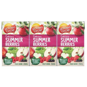 GOLDEN CIRCLE SUMMER BERRY JUICE Pack of 6 x 250ml Juice Boxes