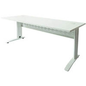 RAPID SPAN DESK Natural White Top with White Satin Frame 1800MM (W) X 700MM (D) X 730MM (H) With 2 x 80mm diameter cable entry hole