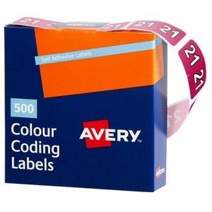 Avery Side Tab 21 Year Code Label 25x38mm Magenta Box of 500