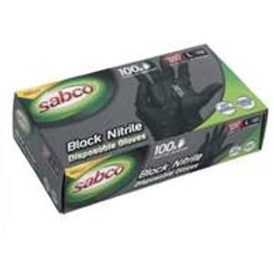 Sabco Glove Nitrile Heavy Duty Powder Free Disposable Black Medium Box of 100 (372554)