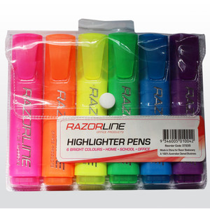 RAZOR HIGHLIGHTER WALLET 6 ASSORTED (pack of 6)