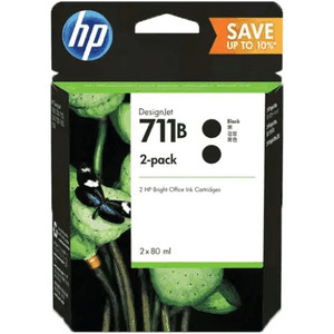 HP 711B 2-Pack 80-ml Black DesignJet Ink Cartridges (Twin Pack) Suits HP DesignJet T120 and HP DesignJet T520 ePrinter series