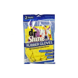 Dr. Shine Rubber Gloves Pack of 2 Pairs (S - XL Mixed in a Carton) Yellow, Comfortable & Lighweight With Non-Slip Grip