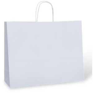 White Kraft Paper Carry Bags TPC Boutique Size 350mm(H) x 450mm (W) + 125mm (G) with Paper Loop Handles (Carton of 500) (Pack of 250)