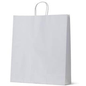 White Kraft Paper Carry Bags TPC Midi Size 420mm (H) x 310mm (W) + 110mm (G) with Paper Loop Handles (Carton of 500) (Pack of 250)