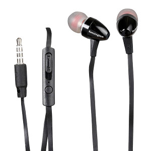 KENSINGTON STEREO EARPHONES WITH MIC AND BLACK
