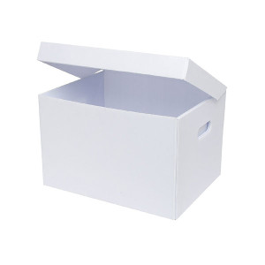 MARBIG CORFLUTE BOX W/ATTACHED LID WHITE