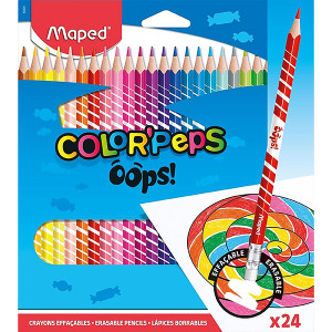 MAPED COLOR PEPS OOPS ERASEABLE COLOUR PENCILS PACK 24