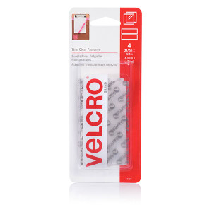 VELCRO STICK ON THIN CLEAR FASTENERS 8.9MM X 19MM PK4