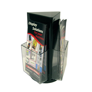 DEFLECTO BROCHURE HOLDER DL Counter Top Rotating Black 592704