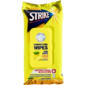 STRIKE DISINFECTANT WIPES LEMON 100 PACK