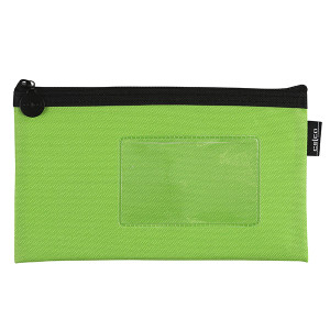 CELCO PENCIL CASE LIME GREEN 204mm x 123mm with Front Insert for Name Card