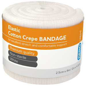 ELASTIC COTTON CREPE BANDAGE 2.5CM X 4M WRAP/12 ** ETA 25/5/2024 **