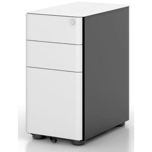 Eternity Slimline Mobile Pedestal 300Wx535Dx580mmH 2 Drawer 1 File White & Black