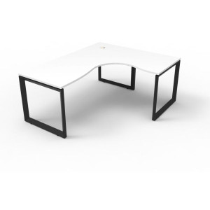 Deluxe Loop Corner Desk 1500Wx1500Wx750D White Top Black Frame