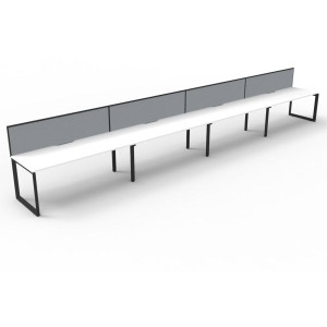 Deluxe Loop Workstation 4 Person With Screen 1800Wx750D White Top Black Single Frame