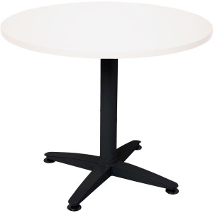 Rapid Span Four Star Round Table 730Hx900mm Diam White Top Black Steel Base